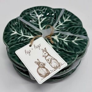 4 Maxcera Hip & Hop Green Cabbage Leaf 6” Cake Appetizer Spring Plates New Set 4
